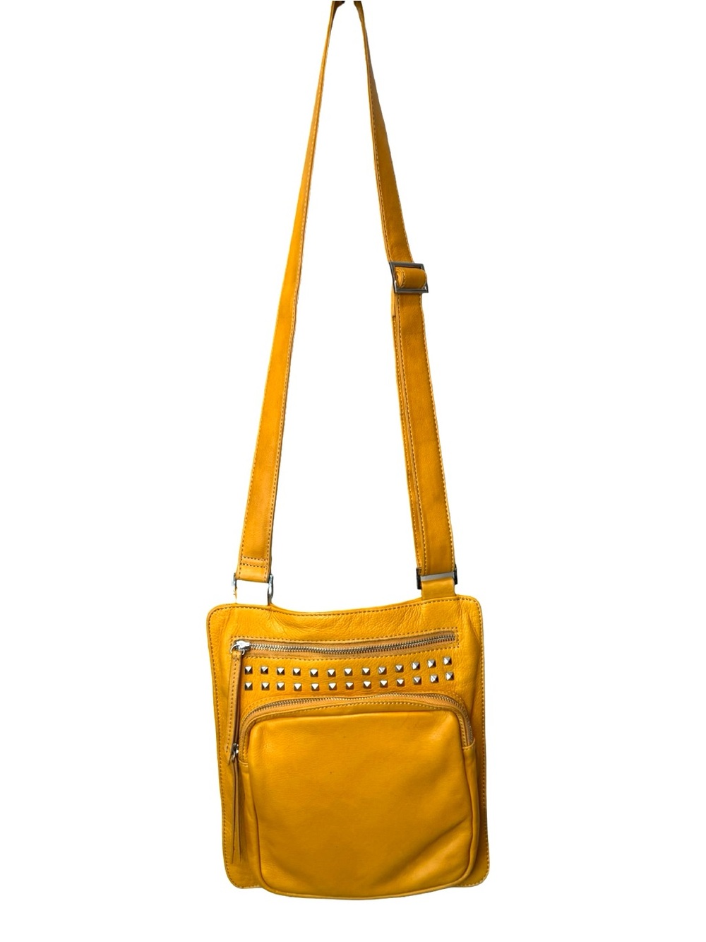 Fenn Wright Manson Mustard Yellow Studded Leather Crossbody Bag - Picture 10 of 16